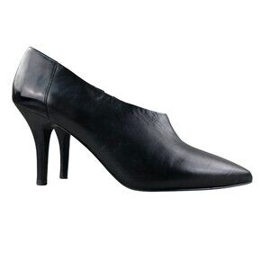 Tahari Women's Size 9M Korin Black Leather Pointed Toe Slip On Heels Pumps
